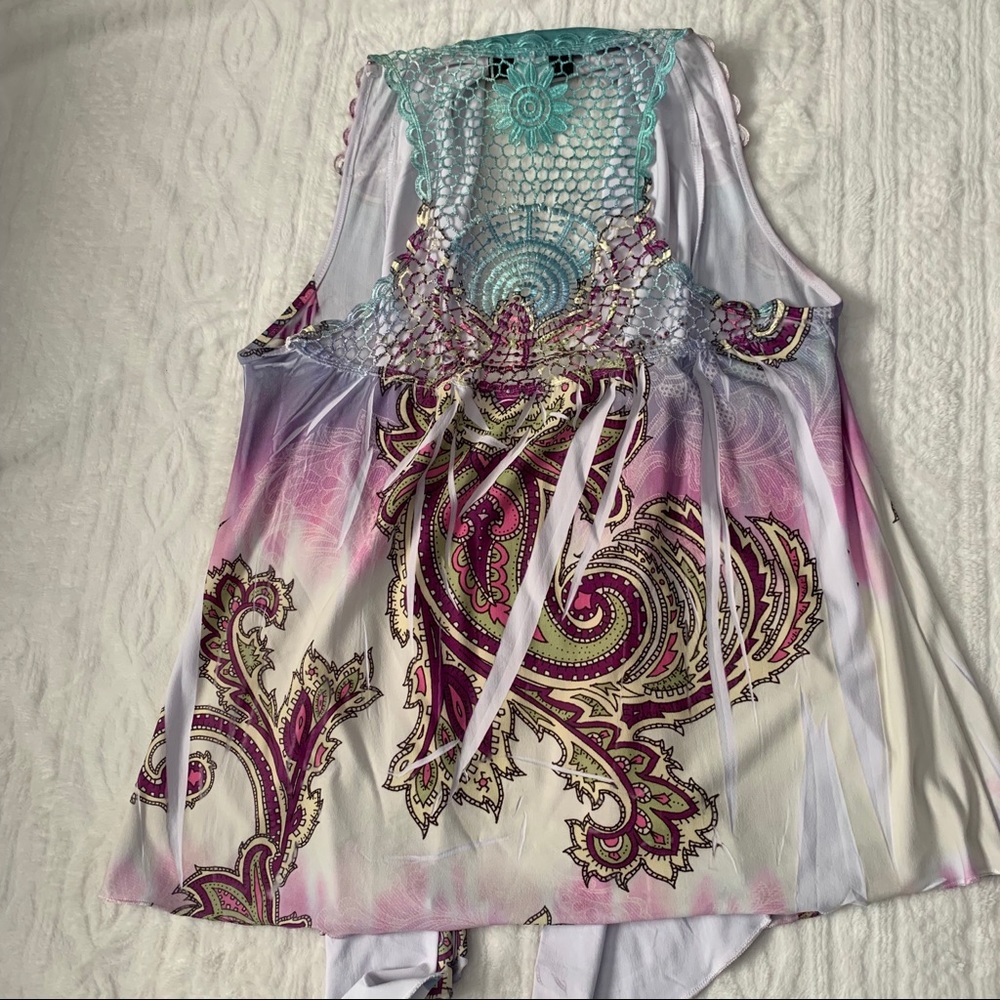 Cover Charge size small stamp print butterfly vest - Picture 4 of 5